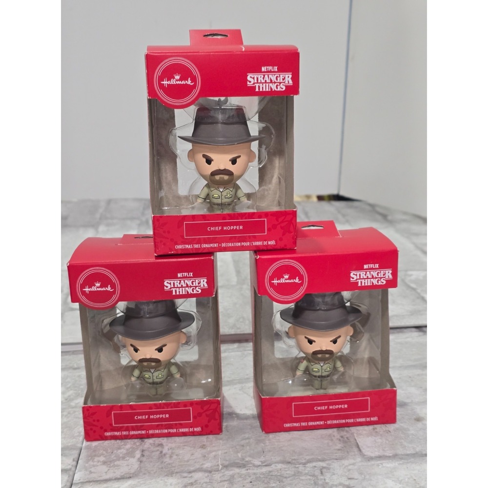 Lot of 3 Hallmark Netflix Stranger Things Chief Hopper Christmas Tree Ornaments